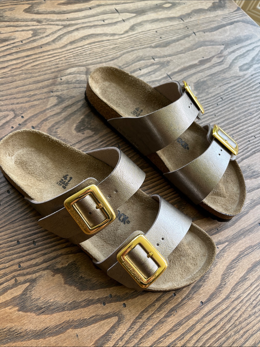 New! Birkenstock Sydney Luxe Graceful Taupe Metallic Sandals 10- 10.5